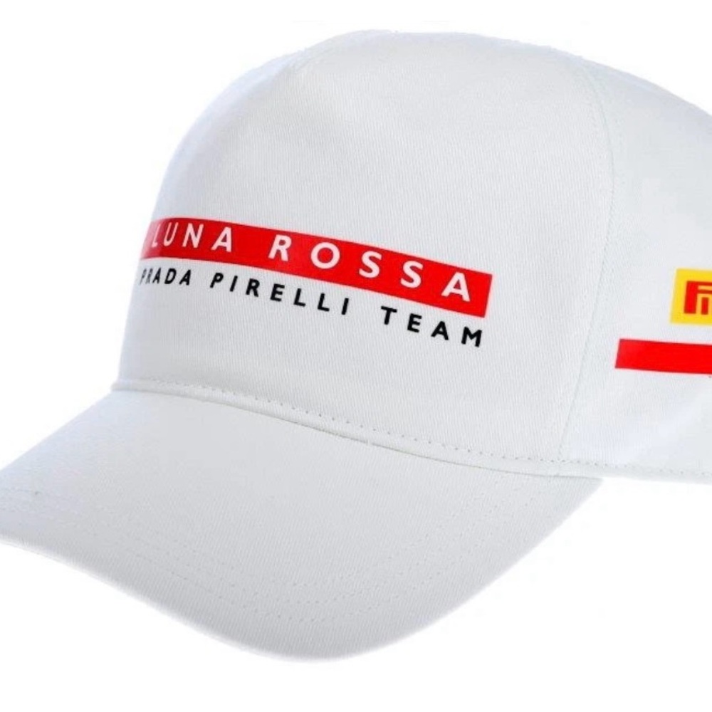 Prada White Cap with Red and Yellow Accents